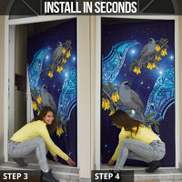 New Zealand Kokako Bird Door Cover Kowhai Galaxy Style Polynesian Pattern LT22 - Polynesian Pride