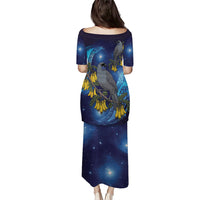 New Zealand Kokako Bird Family Matching Puletasi and Hawaiian Shirt Kowhai Galaxy Style Polynesian Pattern LT22 - Polynesian Pride