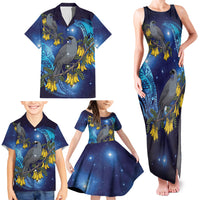 New Zealand Kokako Bird Family Matching Tank Maxi Dress and Hawaiian Shirt Kowhai Galaxy Style Polynesian Pattern LT22 - Polynesian Pride