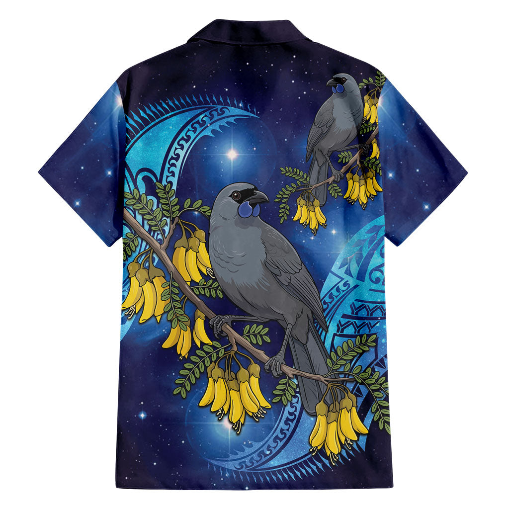 New Zealand Kokako Bird Family Matching Tank Maxi Dress and Hawaiian Shirt Kowhai Galaxy Style Polynesian Pattern LT22 - Polynesian Pride