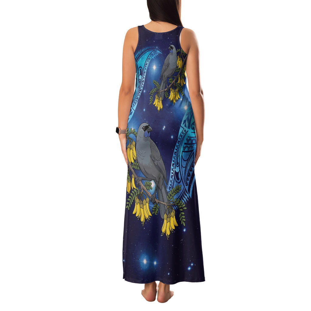 New Zealand Kokako Bird Family Matching Tank Maxi Dress and Hawaiian Shirt Kowhai Galaxy Style Polynesian Pattern LT22 - Polynesian Pride