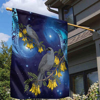 New Zealand Kokako Bird Garden Flag Kowhai Galaxy Style Polynesian Pattern LT22 - Polynesian Pride