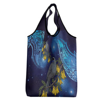 New Zealand Kokako Bird Grocery Bag Kowhai Galaxy Style Polynesian Pattern LT22 - Polynesian Pride