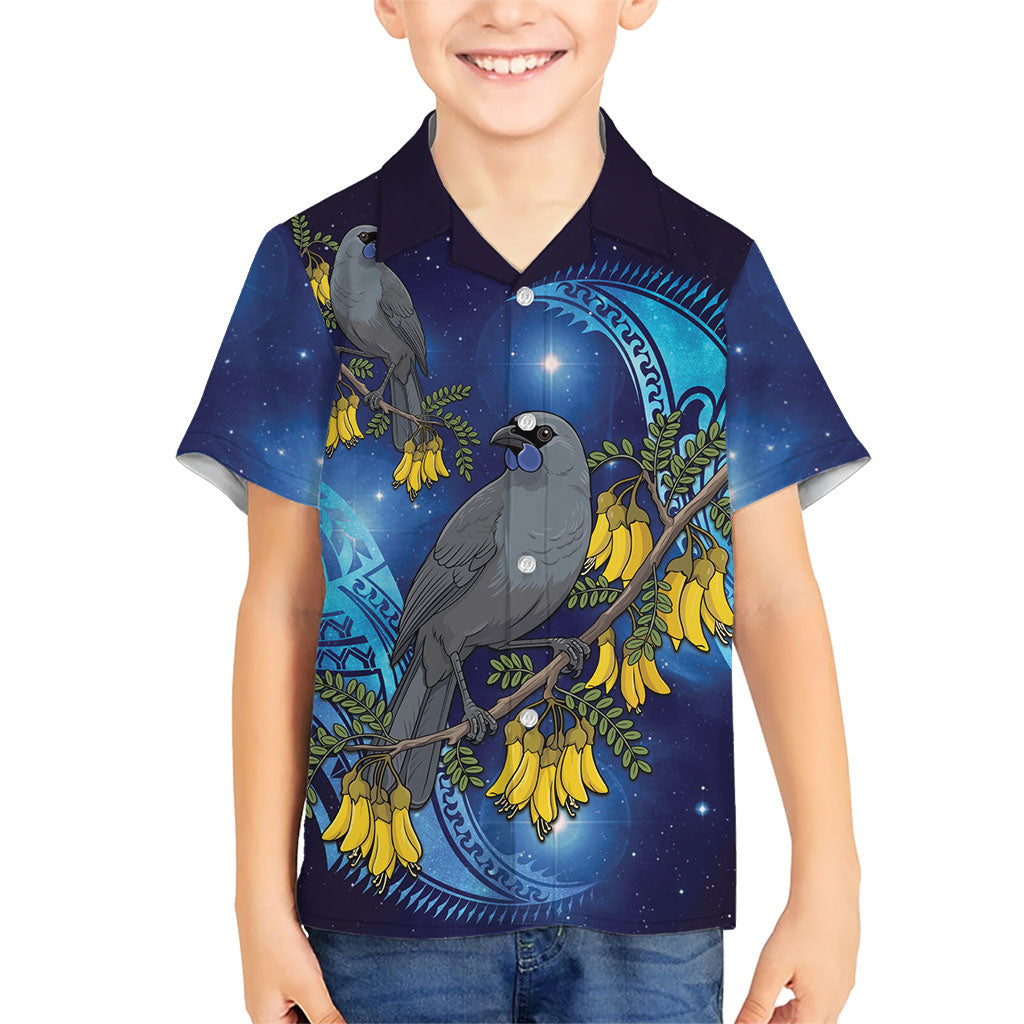 New Zealand Kokako Bird Hawaiian Shirt Kowhai Galaxy Style Polynesian Pattern LT22 - Polynesian Pride