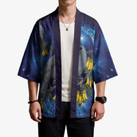 New Zealand Kokako Bird Kimono Kowhai Galaxy Style Polynesian Pattern LT22 - Polynesian Pride