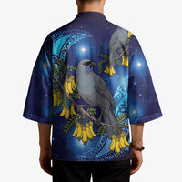 New Zealand Kokako Bird Kimono Kowhai Galaxy Style Polynesian Pattern LT22 - Polynesian Pride