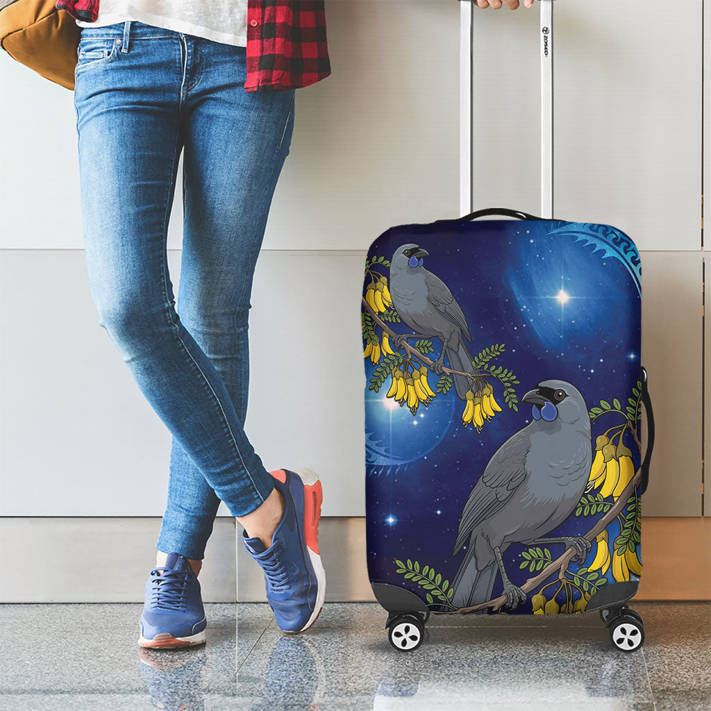 New Zealand Kokako Bird Luggage Cover Kowhai Galaxy Style Polynesian Pattern LT22 - Polynesian Pride