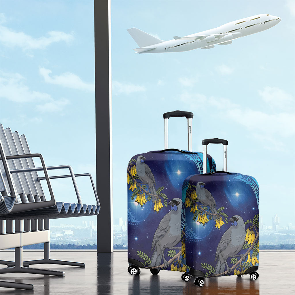 New Zealand Kokako Bird Luggage Cover Kowhai Galaxy Style Polynesian Pattern LT22 - Polynesian Pride