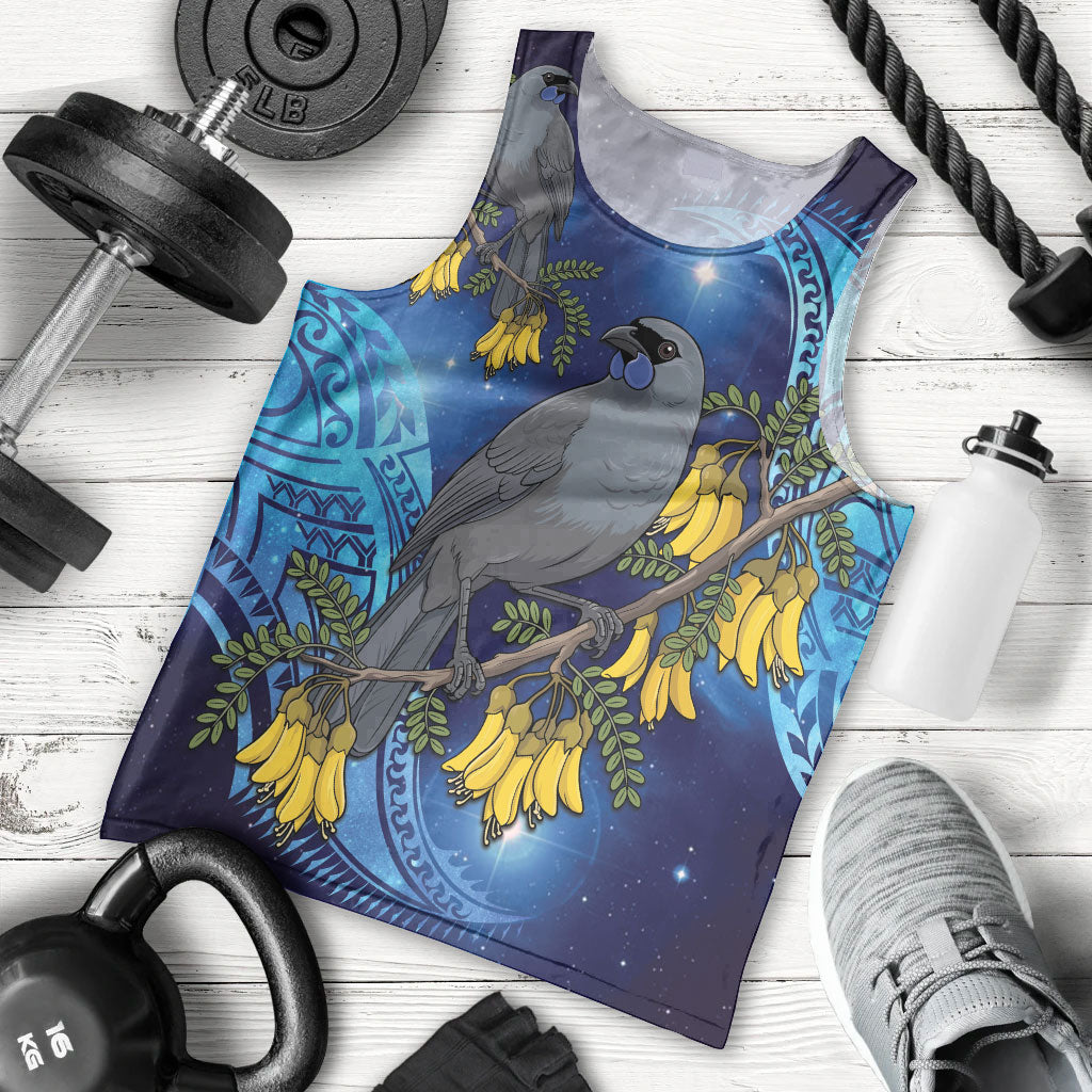 New Zealand Kokako Bird Men Tank Top Kowhai Galaxy Style Polynesian Pattern LT22 - Polynesian Pride