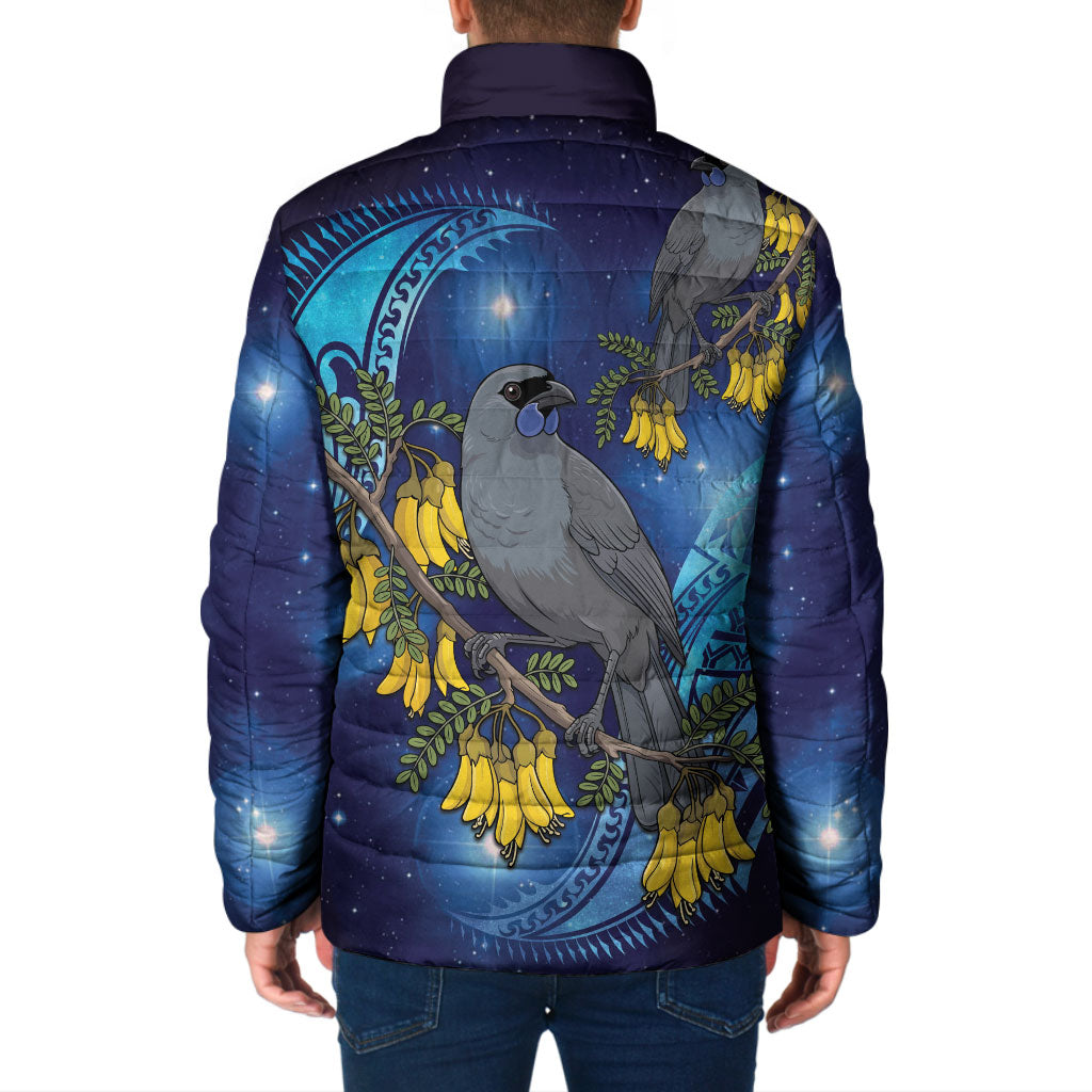 New Zealand Kokako Bird Padded Jacket Kowhai Galaxy Style Polynesian Pattern LT22 - Polynesian Pride
