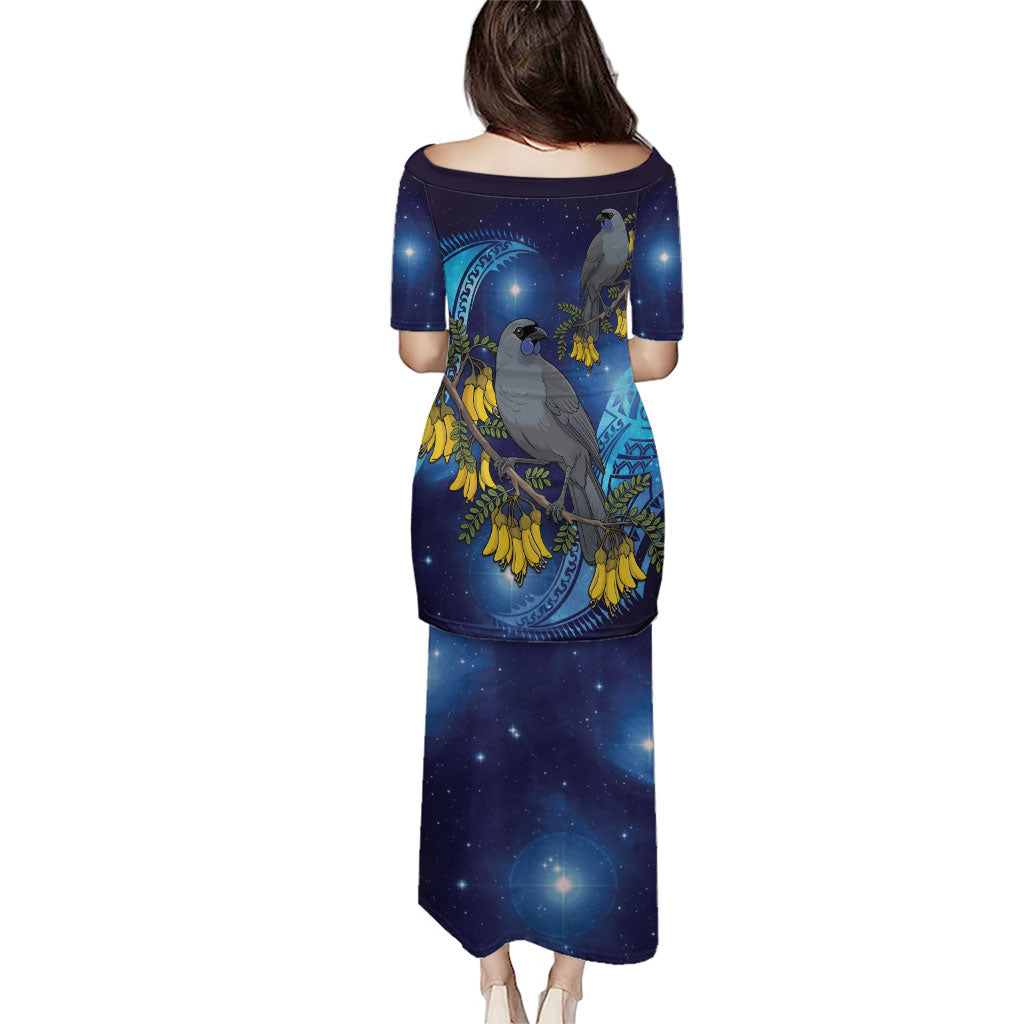 New Zealand Kokako Bird Puletasi Kowhai Galaxy Style Polynesian Pattern LT22 - Polynesian Pride