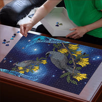 New Zealand Kokako Bird Puzzle Kowhai Galaxy Style Polynesian Pattern LT22 - Polynesian Pride