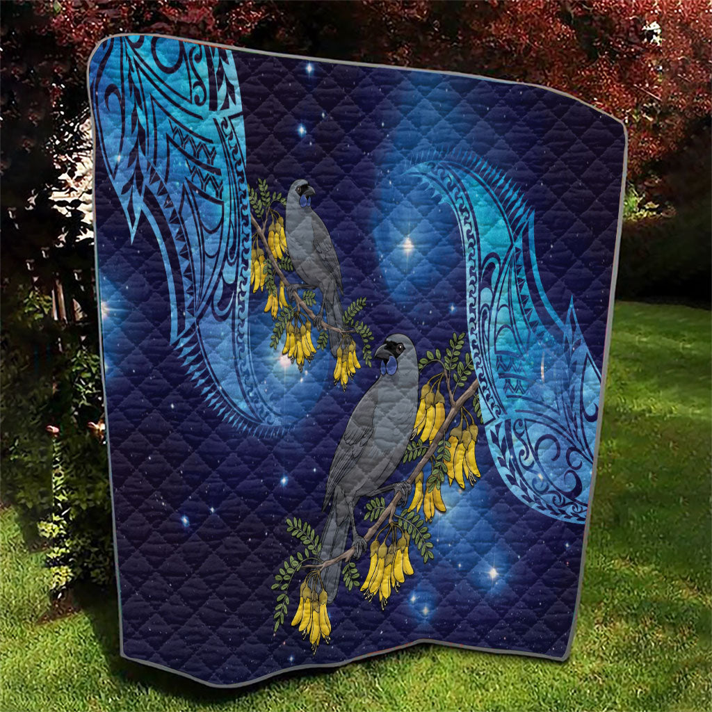 New Zealand Kokako Bird Quilt Kowhai Galaxy Style Polynesian Pattern LT22 - Polynesian Pride