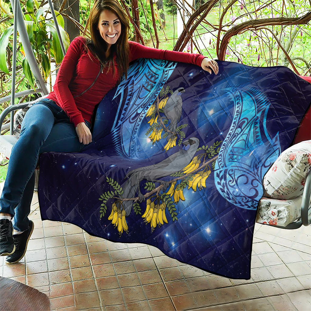 New Zealand Kokako Bird Quilt Kowhai Galaxy Style Polynesian Pattern LT22 - Polynesian Pride