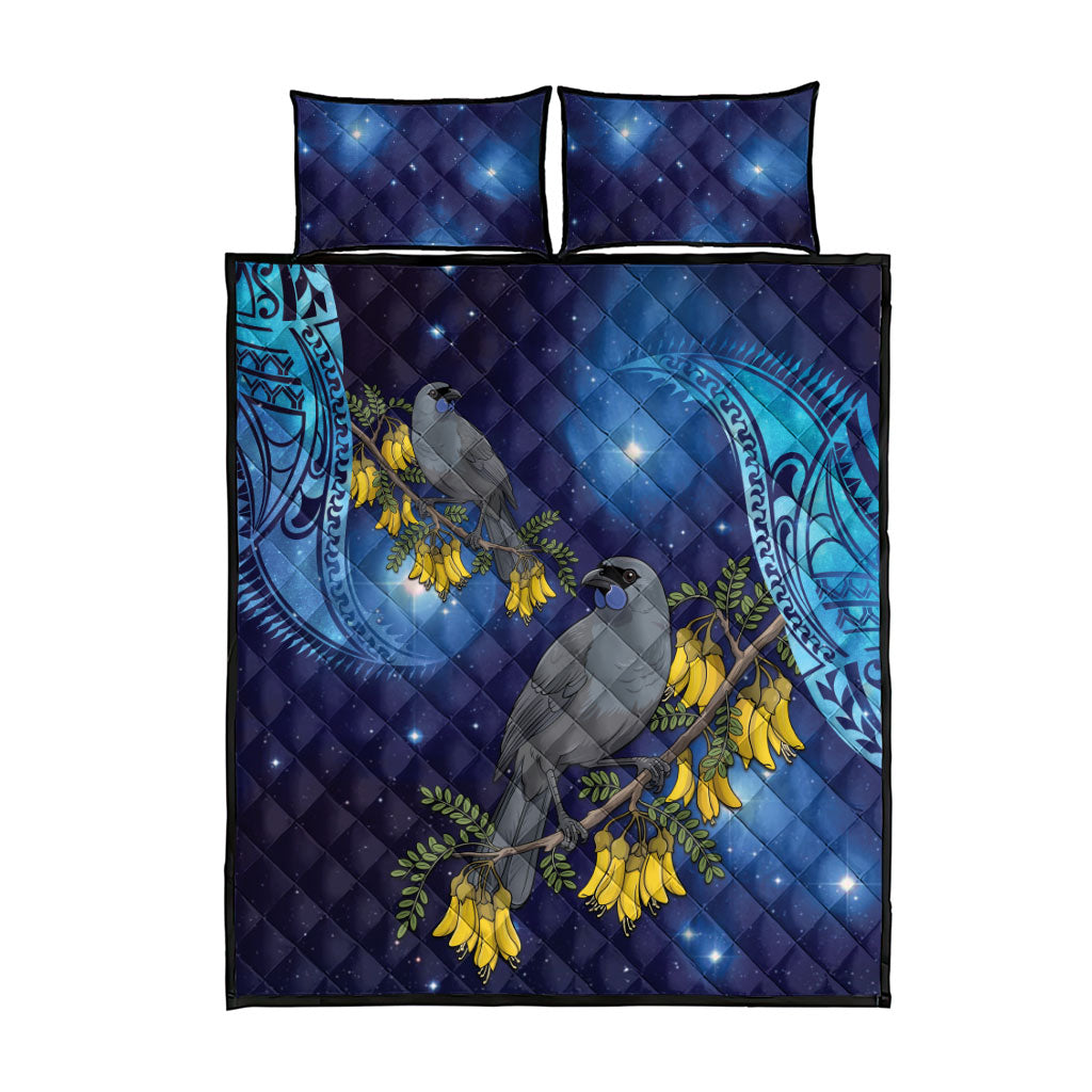 New Zealand Kokako Bird Quilt Bed Set Kowhai Galaxy Style Polynesian Pattern LT22 - Polynesian Pride