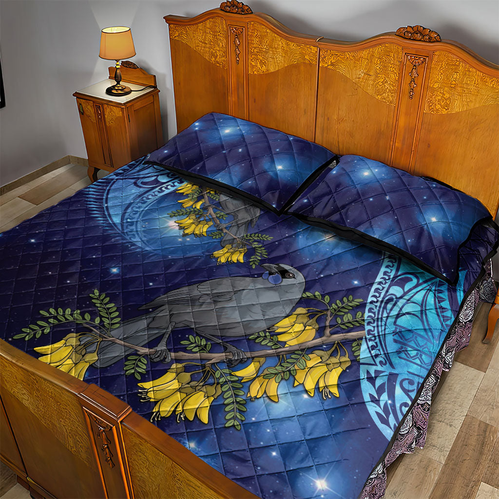 New Zealand Kokako Bird Quilt Bed Set Kowhai Galaxy Style Polynesian Pattern LT22 - Polynesian Pride