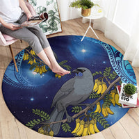 New Zealand Kokako Bird Round Carpet Kowhai Galaxy Style Polynesian Pattern LT22 - Polynesian Pride