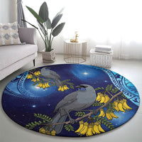 New Zealand Kokako Bird Round Carpet Kowhai Galaxy Style Polynesian Pattern LT22 - Polynesian Pride