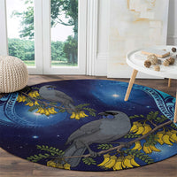 New Zealand Kokako Bird Round Carpet Kowhai Galaxy Style Polynesian Pattern LT22 - Polynesian Pride