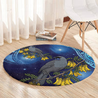 New Zealand Kokako Bird Round Carpet Kowhai Galaxy Style Polynesian Pattern LT22 - Polynesian Pride