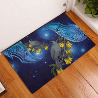 New Zealand Kokako Bird Rubber Doormat Kowhai Galaxy Style Polynesian Pattern LT22 - Polynesian Pride