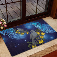 New Zealand Kokako Bird Rubber Doormat Kowhai Galaxy Style Polynesian Pattern LT22 - Polynesian Pride