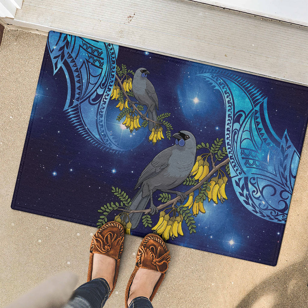 New Zealand Kokako Bird Rubber Doormat Kowhai Galaxy Style Polynesian Pattern LT22 - Polynesian Pride