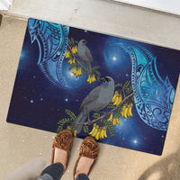 New Zealand Kokako Bird Rubber Doormat Kowhai Galaxy Style Polynesian Pattern LT22 - Polynesian Pride