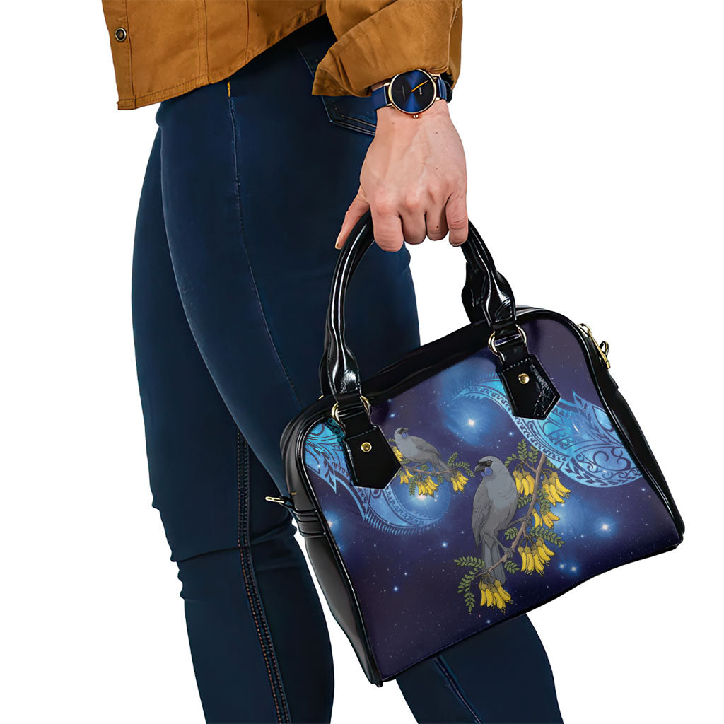 New Zealand Kokako Bird Shoulder Handbag Kowhai Galaxy Style Polynesian Pattern LT22 - Polynesian Pride