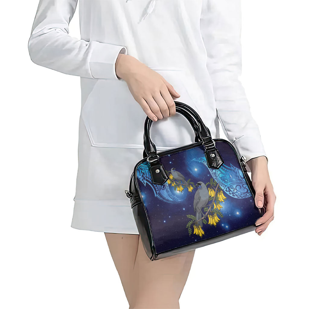 New Zealand Kokako Bird Shoulder Handbag Kowhai Galaxy Style Polynesian Pattern LT22 - Polynesian Pride