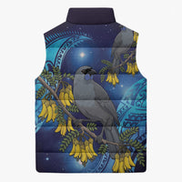 New Zealand Kokako Bird Sleeveless Puffer Jacket Kowhai Galaxy Style Polynesian Pattern LT22 - Polynesian Pride