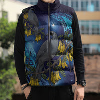 New Zealand Kokako Bird Sleeveless Puffer Jacket Kowhai Galaxy Style Polynesian Pattern LT22 - Polynesian Pride