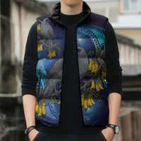 New Zealand Kokako Bird Sleeveless Puffer Jacket Kowhai Galaxy Style Polynesian Pattern LT22 - Polynesian Pride