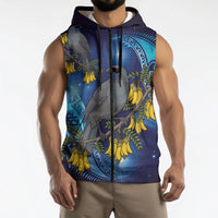 New Zealand Kokako Bird Sleeveless Zip Hoodie Kowhai Galaxy Style Polynesian Pattern LT22 - Polynesian Pride
