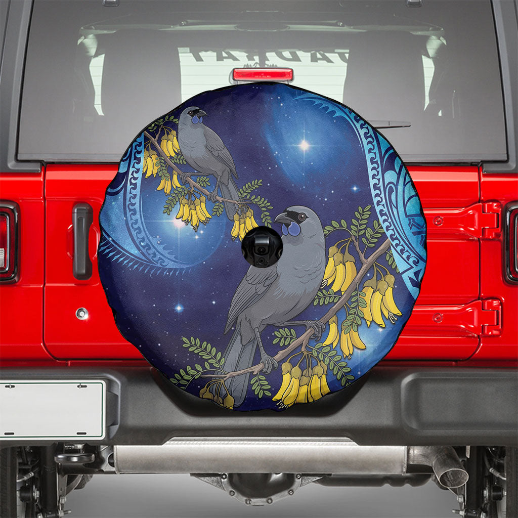 New Zealand Kokako Bird Spare Tire Cover Kowhai Galaxy Style Polynesian Pattern LT22 - Polynesian Pride