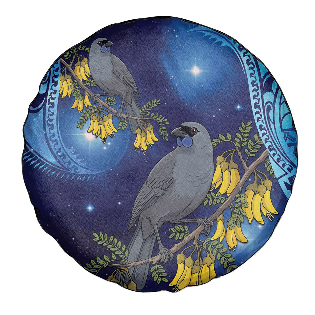 New Zealand Kokako Bird Spare Tire Cover Kowhai Galaxy Style Polynesian Pattern LT22 - Polynesian Pride