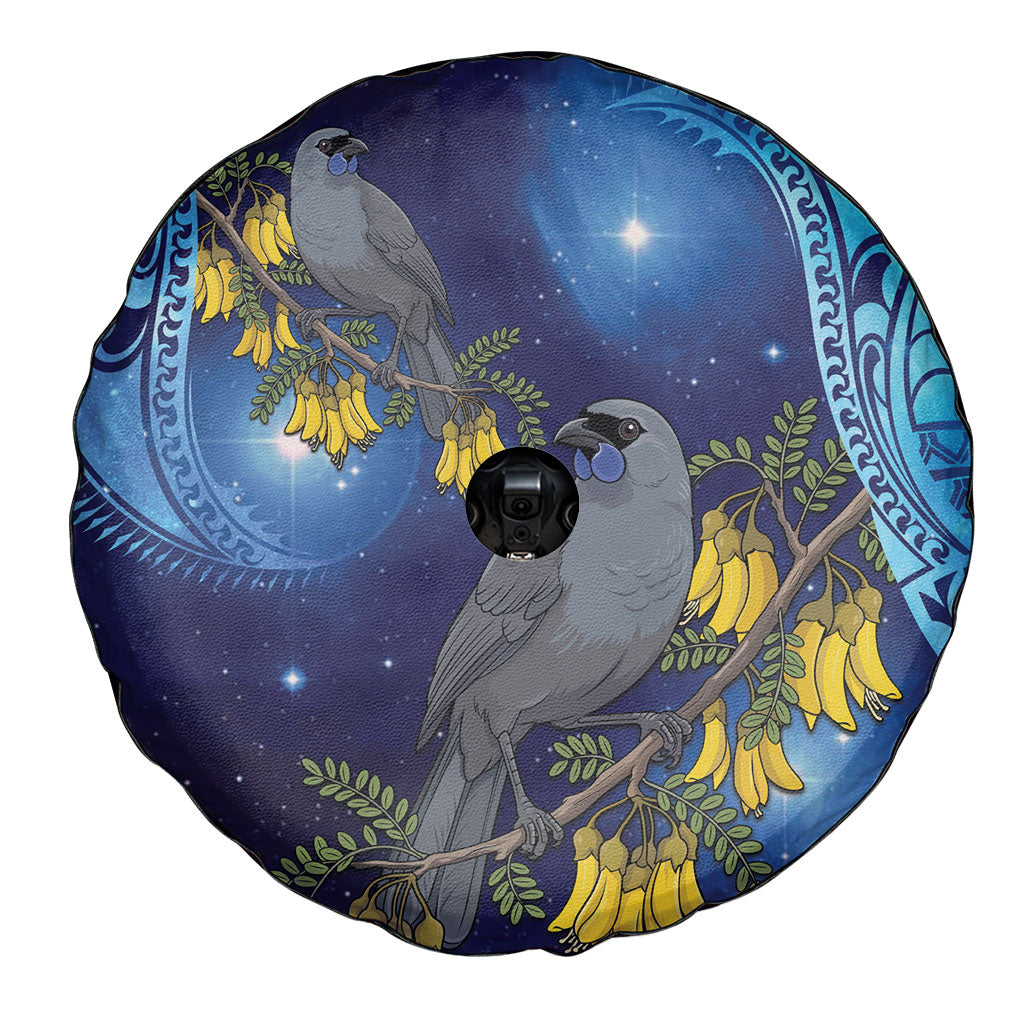 New Zealand Kokako Bird Spare Tire Cover Kowhai Galaxy Style Polynesian Pattern LT22 - Polynesian Pride