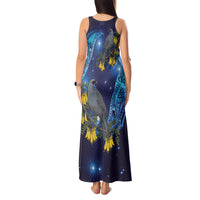 New Zealand Kokako Bird Tank Maxi Dress Kowhai Galaxy Style Polynesian Pattern LT22 - Polynesian Pride