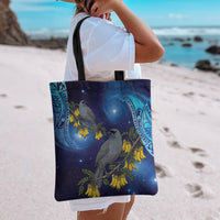 New Zealand Kokako Bird Tote Bag Kowhai Galaxy Style Polynesian Pattern LT22 - Polynesian Pride