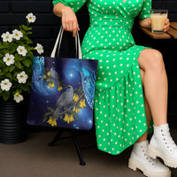 New Zealand Kokako Bird Tote Bag Kowhai Galaxy Style Polynesian Pattern LT22 - Polynesian Pride