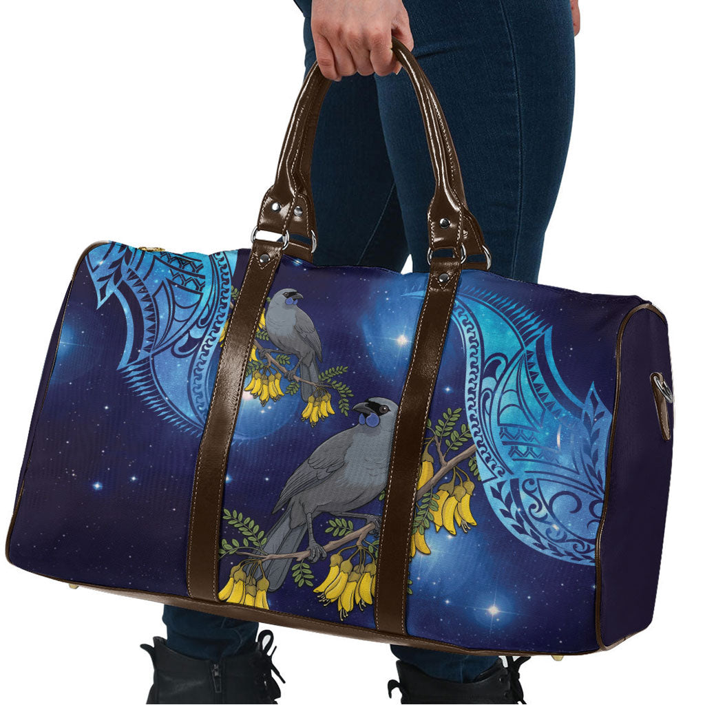New Zealand Kokako Bird Travel Bag Kowhai Galaxy Style Polynesian Pattern LT22 - Polynesian Pride