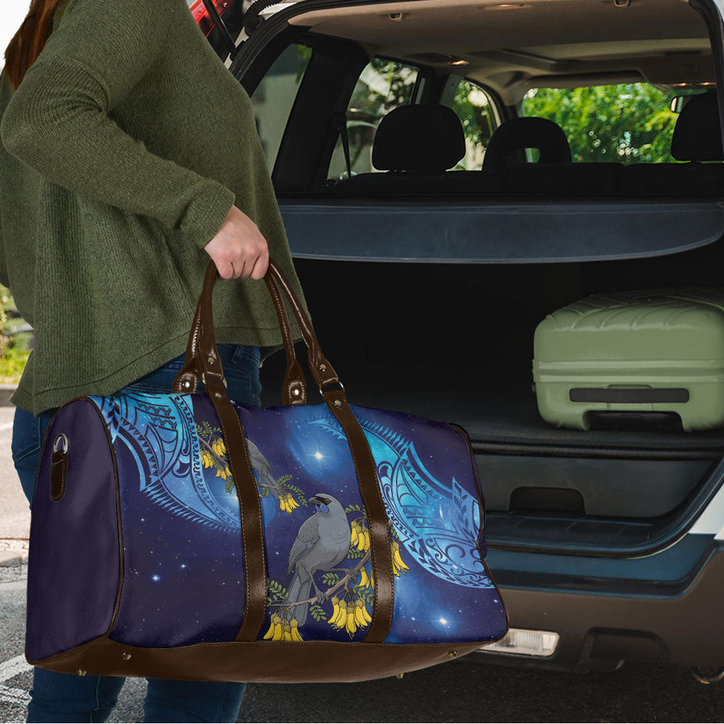 New Zealand Kokako Bird Travel Bag Kowhai Galaxy Style Polynesian Pattern LT22 - Polynesian Pride