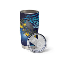 New Zealand Kokako Bird Tumbler Cup Kowhai Galaxy Style Polynesian Pattern LT22 - Polynesian Pride