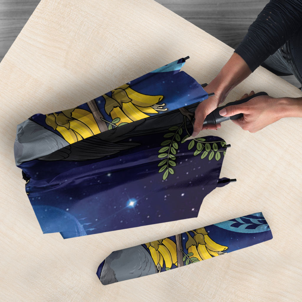 New Zealand Kokako Bird Umbrella Kowhai Galaxy Style Polynesian Pattern LT22 - Polynesian Pride