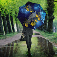 New Zealand Kokako Bird Umbrella Kowhai Galaxy Style Polynesian Pattern LT22 - Polynesian Pride