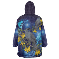 New Zealand Kokako Bird Wearable Blanket Hoodie Kowhai Galaxy Style Polynesian Pattern LT22 - Polynesian Pride