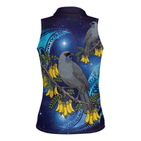 New Zealand Kokako Bird Women Sleeveless Polo Shirt Kowhai Galaxy Style Polynesian Pattern LT22 - Polynesian Pride