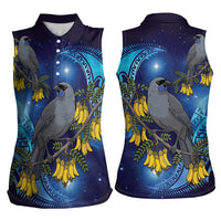 New Zealand Kokako Bird Women Sleeveless Polo Shirt Kowhai Galaxy Style Polynesian Pattern LT22 - Polynesian Pride