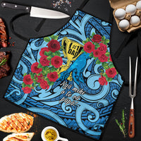 New Zealand Father's Day Apron Best Dad Trophy Red Rose Maori Pattern LT22 Blue - Polynesian Pride
