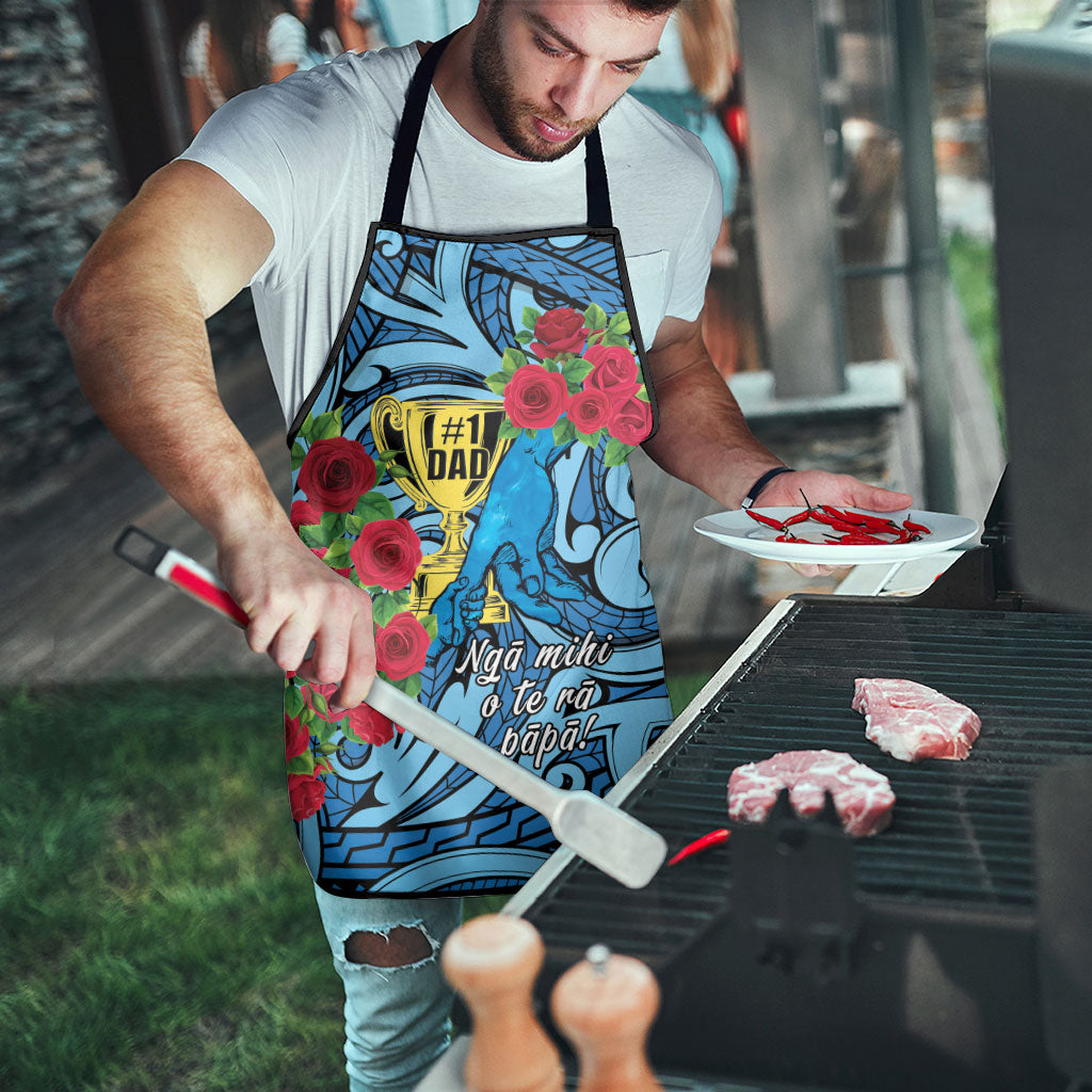 New Zealand Father's Day Apron Best Dad Trophy Red Rose Maori Pattern LT22 - Polynesian Pride